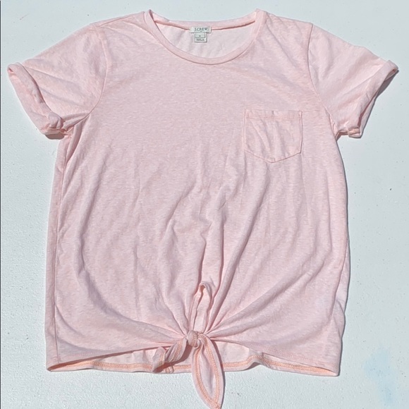 J. Crew Tops - J. Crew Light Pink Tie Front T-Shirt Size M